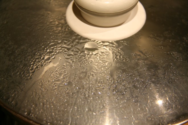 Pan lid retaining heat