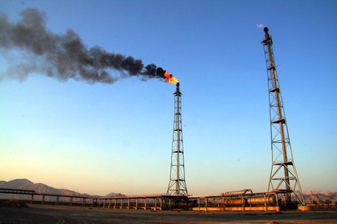 Flaring at oil production facility