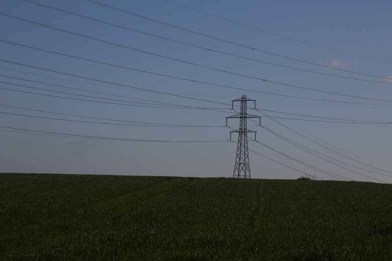 Pylons in a field
