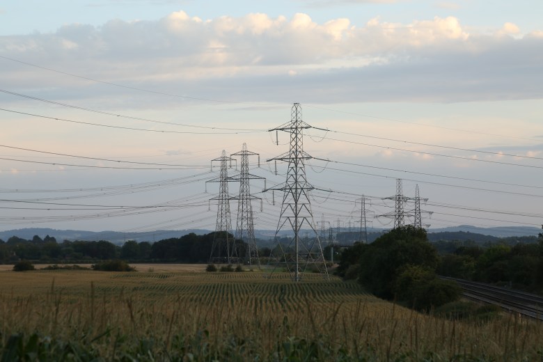 Pylons and railway