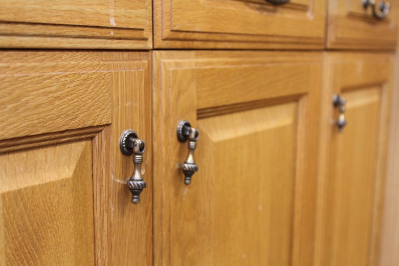 Original pewter-effect handles