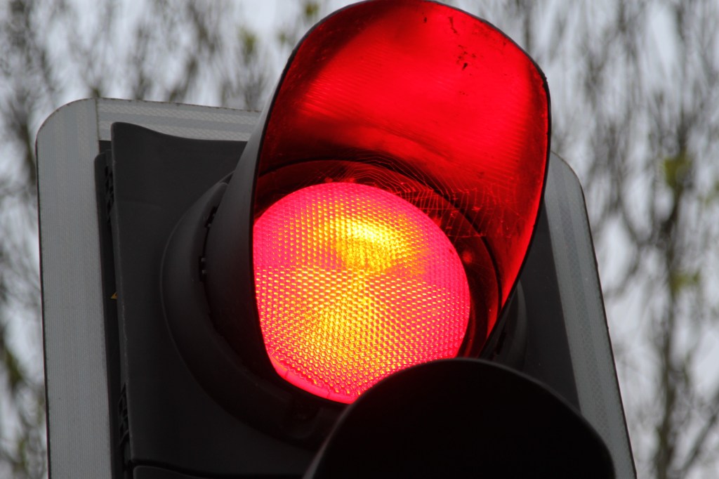 Detail of red traffic light